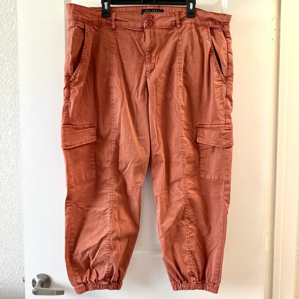 Sanctuary Standard Surplus Womens 20W Rust Cargo Jogger Pants Plus Size Stretch